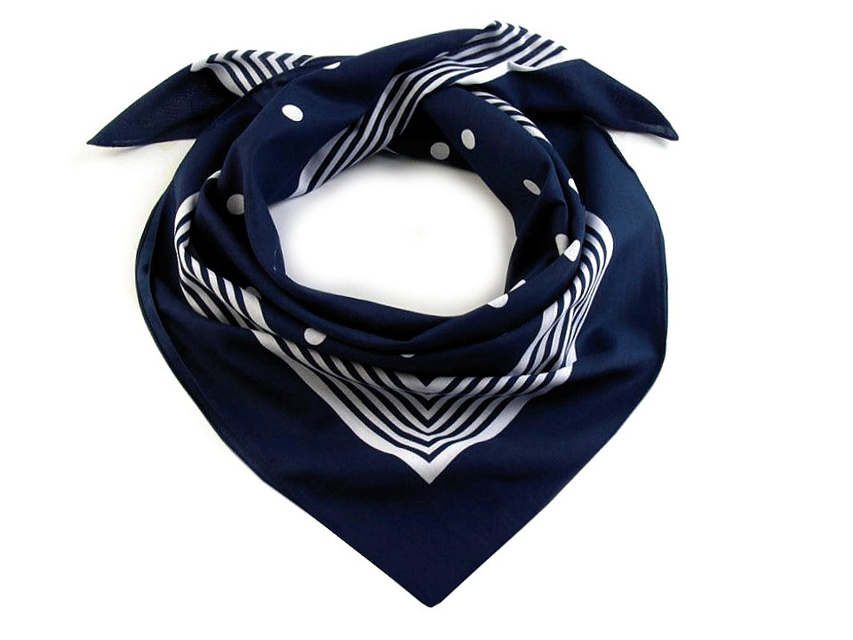 Bavlněný šátek s puntíky 70x70 cm, barva 3 modrá pařížská