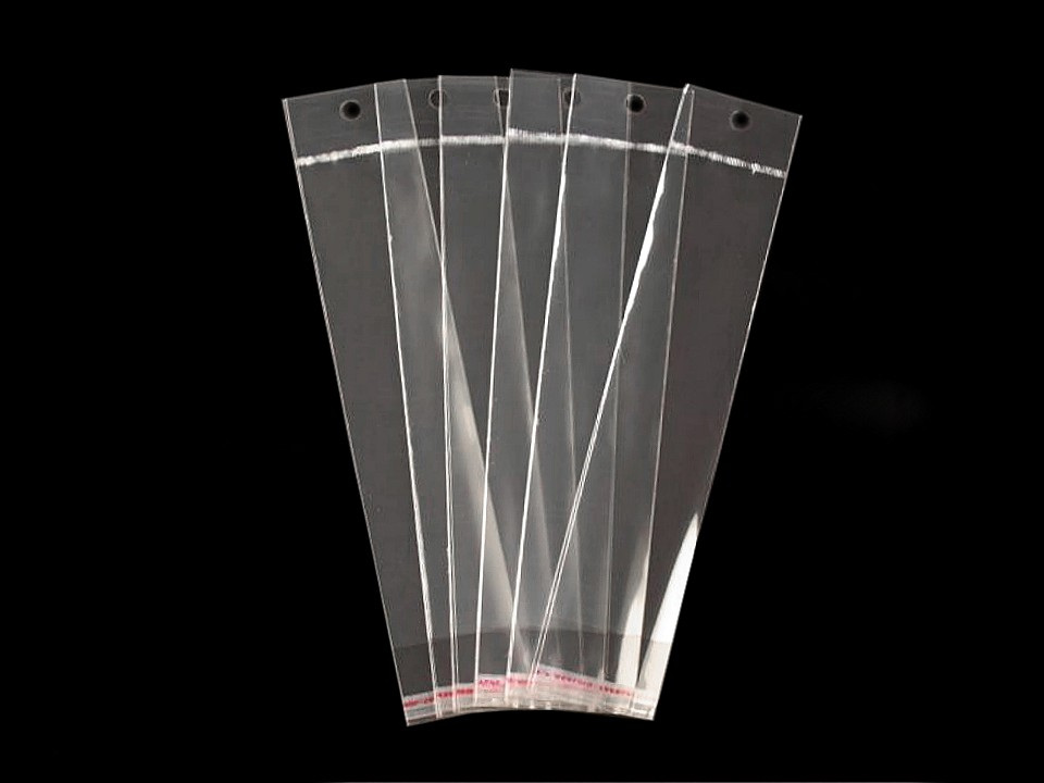 Fotografie PP sáček s lepicí klopou a závěsem 5x20 cm, barva transparent