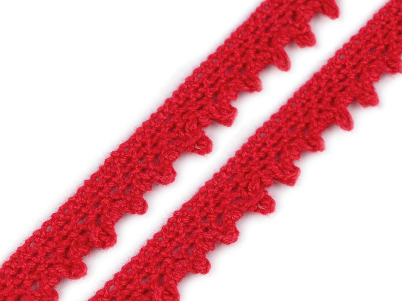 Bavlněná krajka paličkovaná šíře 10 mm, barva 10 červená