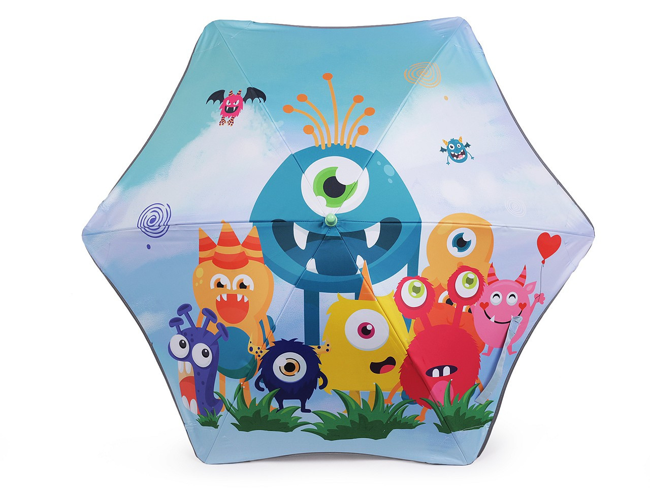 Dětský deštník s reflexním lemem, barva 5 modrá azuro příšerky