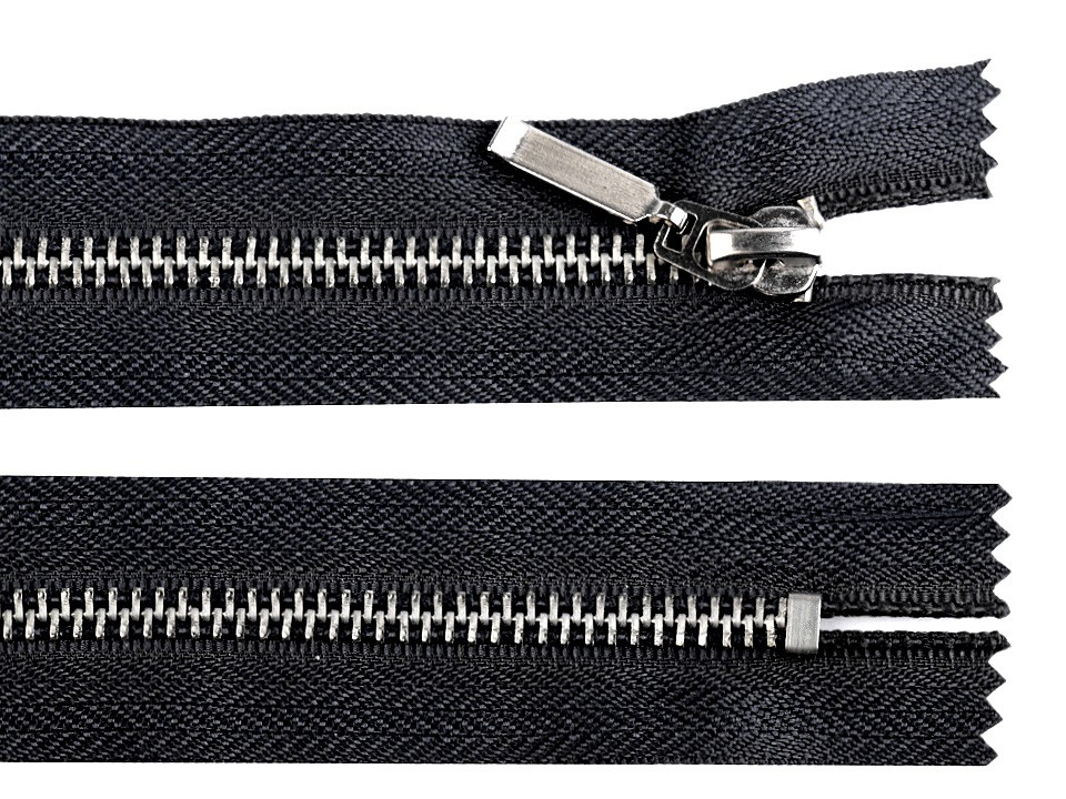 Kovový zip šíře 6 mm délka 14 cm (jeansový), barva 322 černá