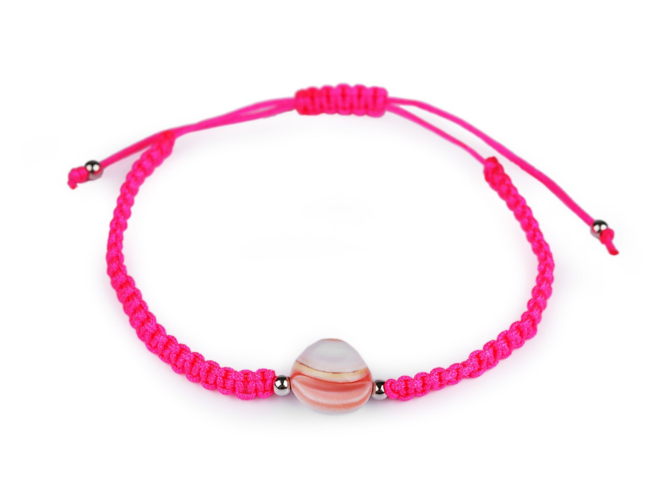 Náramek shamballa, barva 4 růžová neon