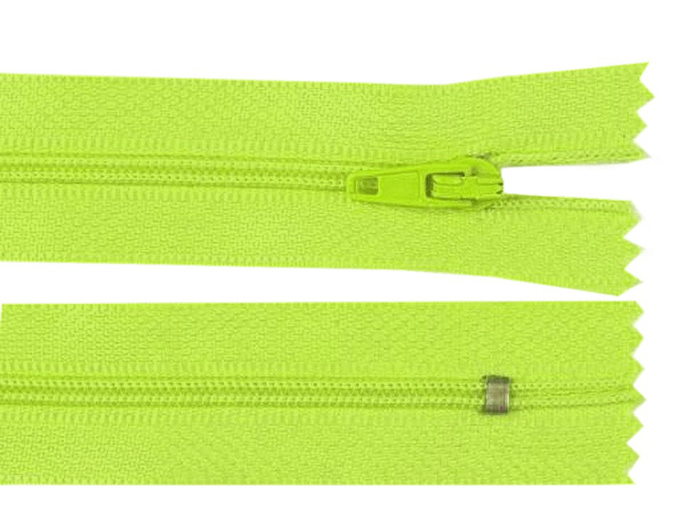 Spirálový zip šíře 3 mm délka 35 cm pinlock, barva 231 zelená elektrická neon