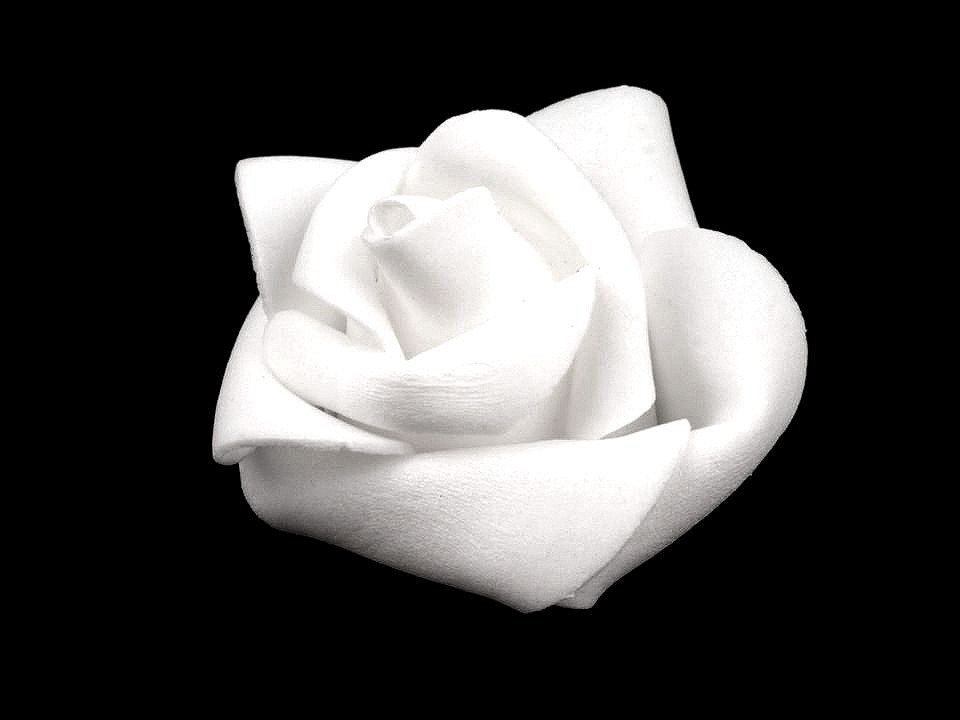 Dekorační pěnová růže Ø4,5 cm, barva 2 bílá