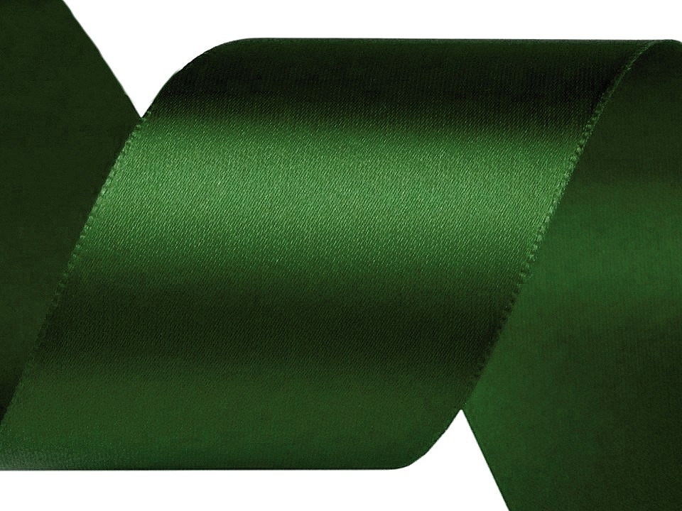 Atlasová stuha oboulící svazky po 5 m šíře 50 mm, barva 315 zelená lahvová