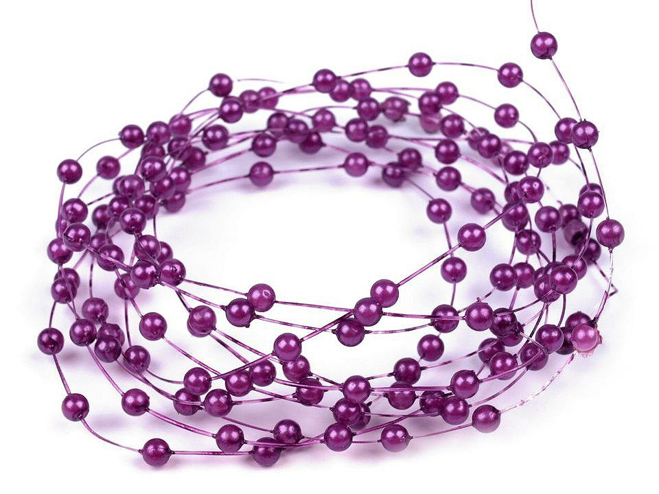 Perličky na silonu Ø2-3 mm, barva 9 fialová