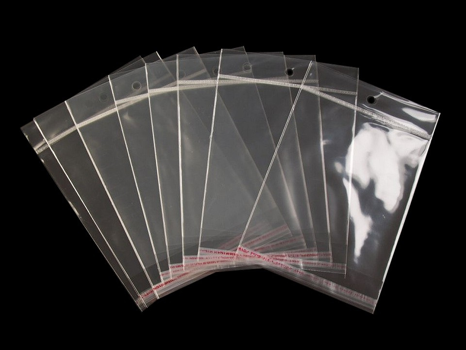 Fotografie PP sáček s lepicí klopou a závěsem 13x14 cm, barva transparent