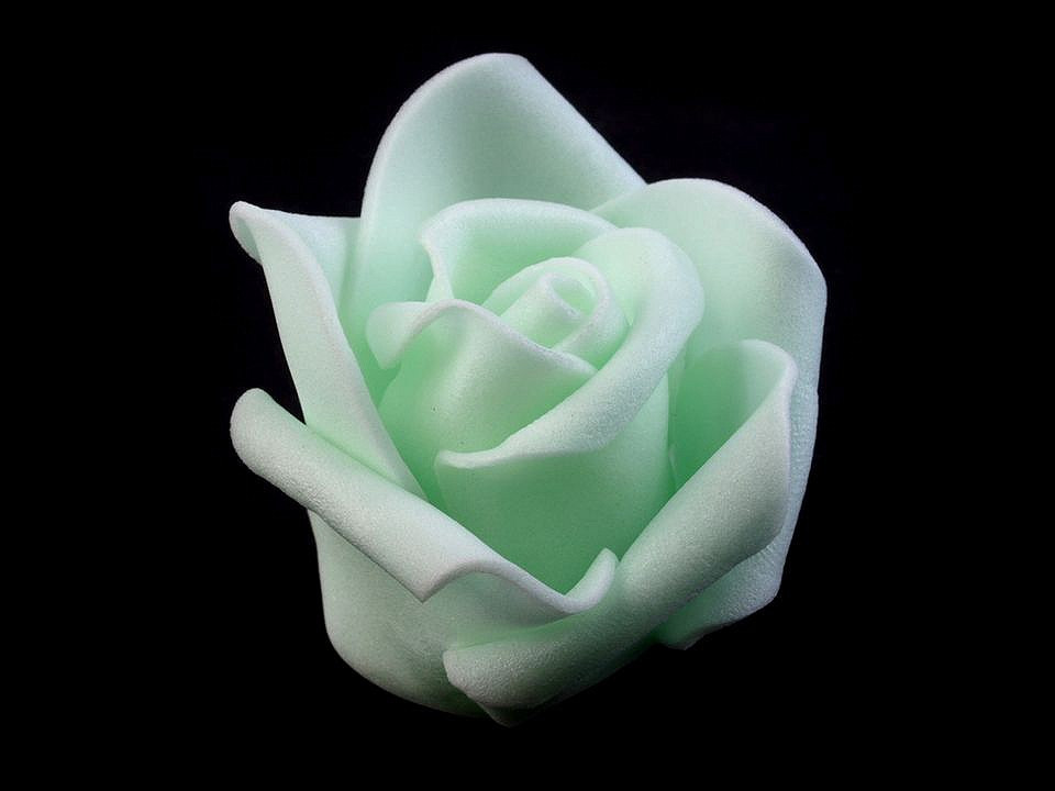 Dekorační pěnová růže Ø4,5 cm, barva 6 zelená vodová