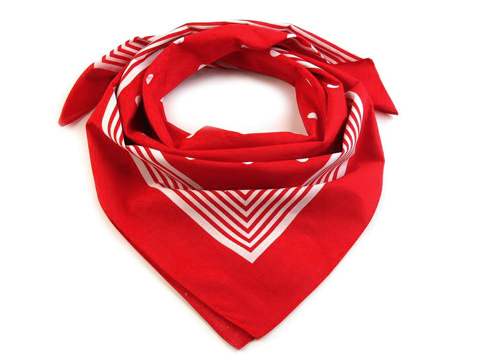 Bavlněný šátek s puntíky 70x70 cm, barva 1 červená