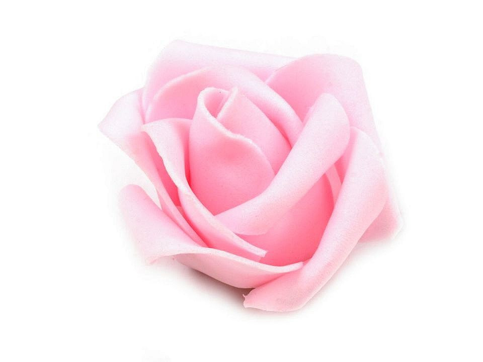 Dekorační pěnová růže Ø4,5 cm, barva 3 růžová sv.