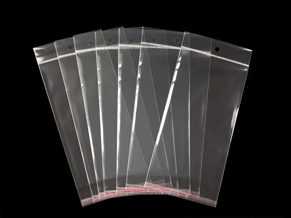 Fotografie PP sáček s lepicí klopou a závěsem 11x20 cm, barva transparent