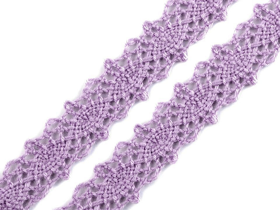 Krajka / vsadka paličkovaná šíře 12 mm, barva 25 fialová lila
