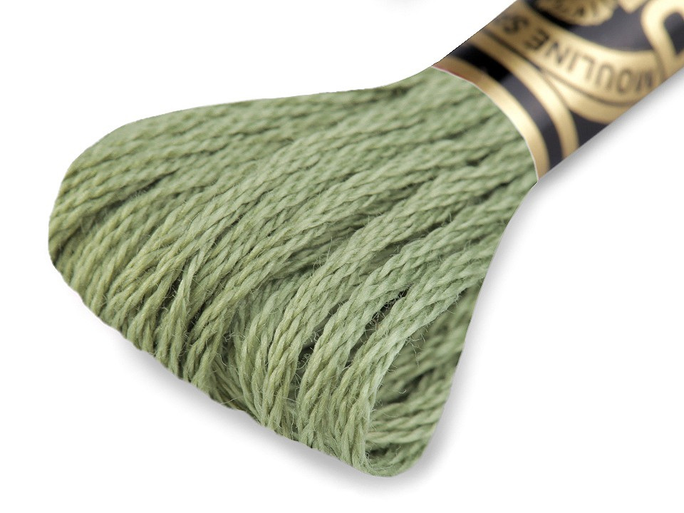 Vyšívací příze DMC Mouliné Spécial Cotton, barva 3052 Spinach Green