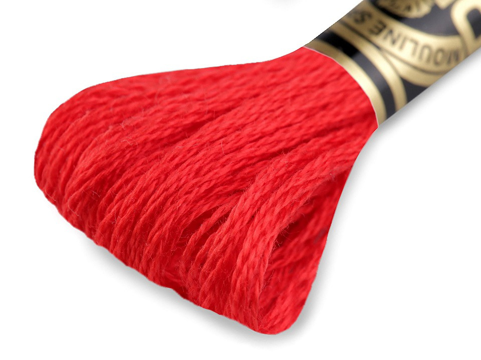 Vyšívací příze DMC Mouliné Spécial Cotton, barva 666 červená jahoda