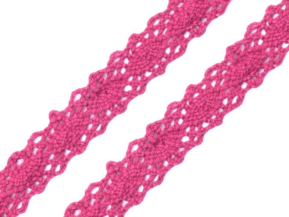 Krajka / vsadka paličkovaná šíře 12 mm, barva 22 pink