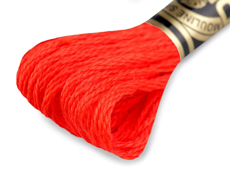 Vyšívací příze DMC Mouliné Spécial Cotton, barva 606 červená šarlatová
