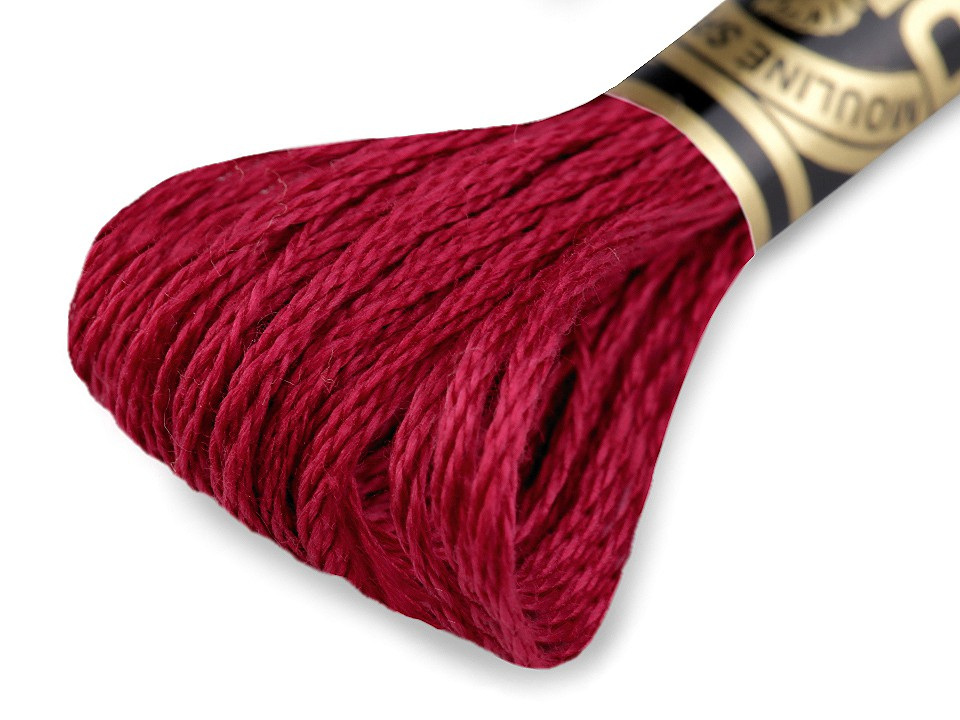 Vyšívací příze DMC Mouliné Spécial Cotton, barva 498 červená třešňová