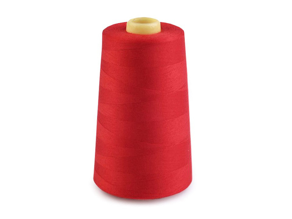 Polyesterové nitě pro overlocky i klasické šití návin 5000 yards PES 40/2, barva 572 Poppy Red
