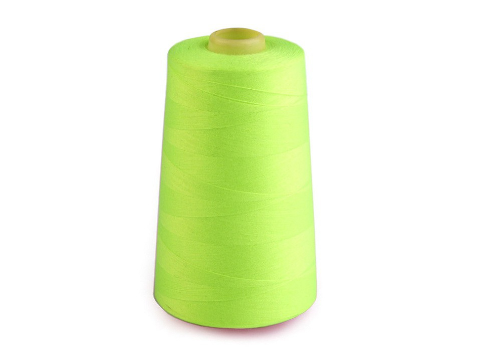 Polyesterové nitě pro overlocky i klasické šití návin 5000 yards PES 40/2, barva 586 Lime Punch neon