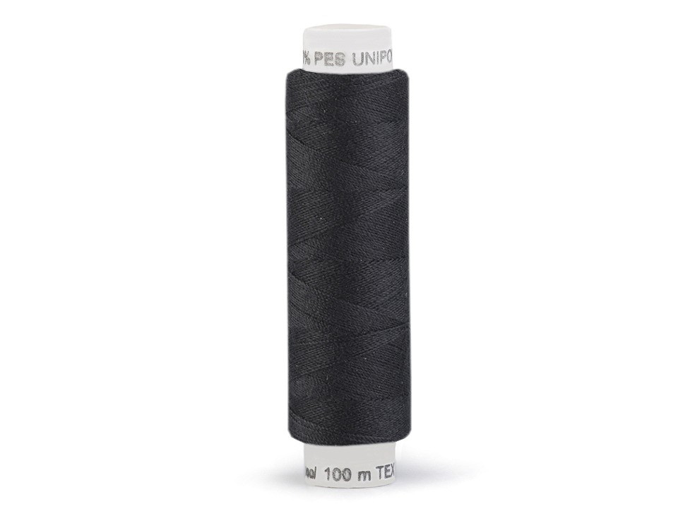Fotografie Polyesterové nitě Unipoly návin 100 m, barva 999 černá