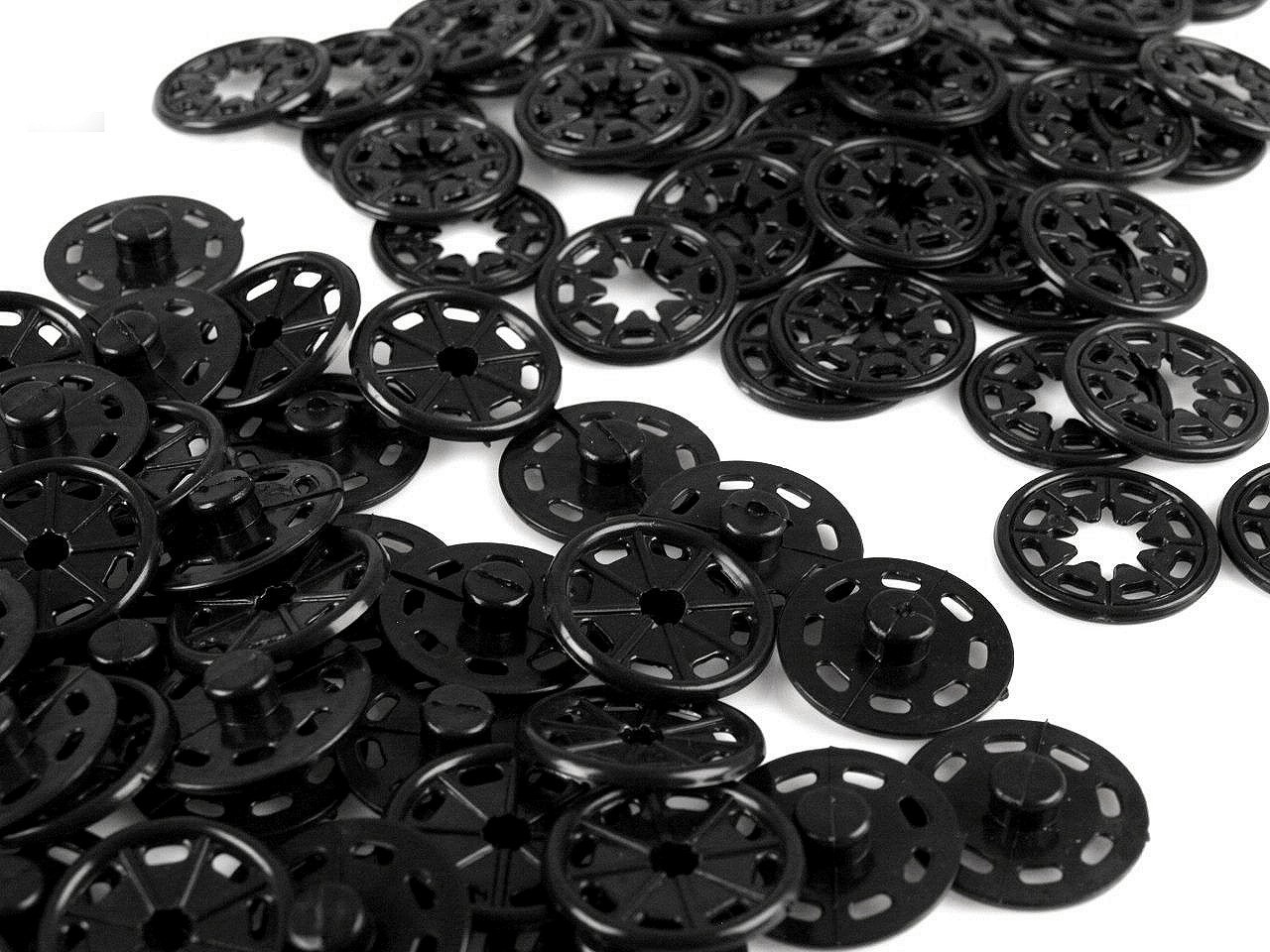 Plastové patentky / stiskací knoflíky Ø25 mm, barva 2 černá