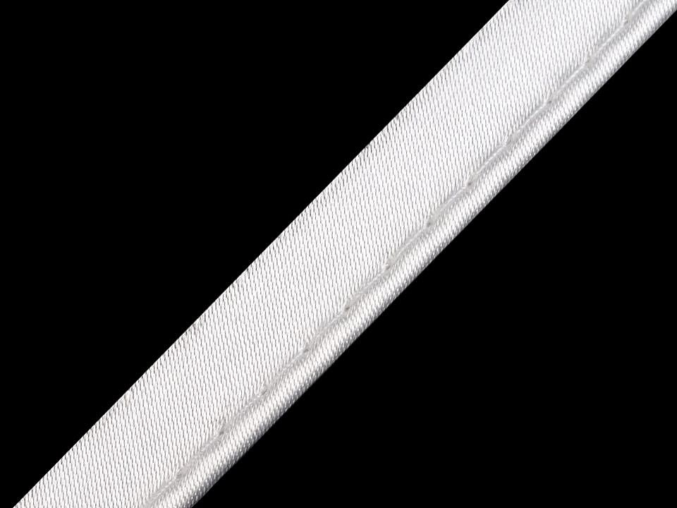 Saténová paspulka / kédr šíře 10 mm, barva 2 bílá