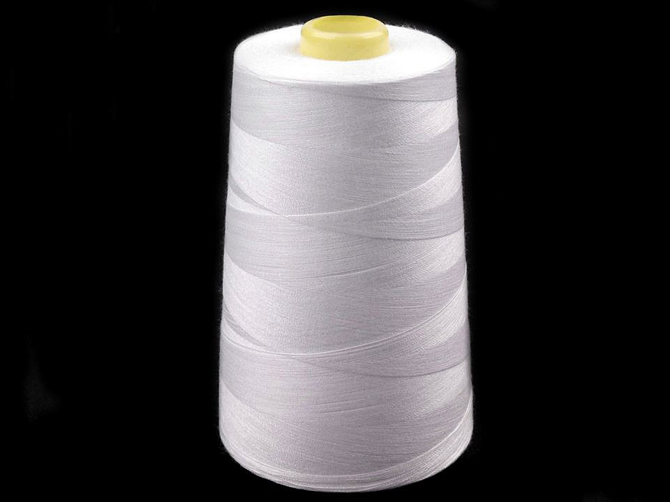 Fotografie Polyesterové nitě pro overlocky i klasické šití návin 5000 yards PES 40/2 Jason bílé, barva 1001 White