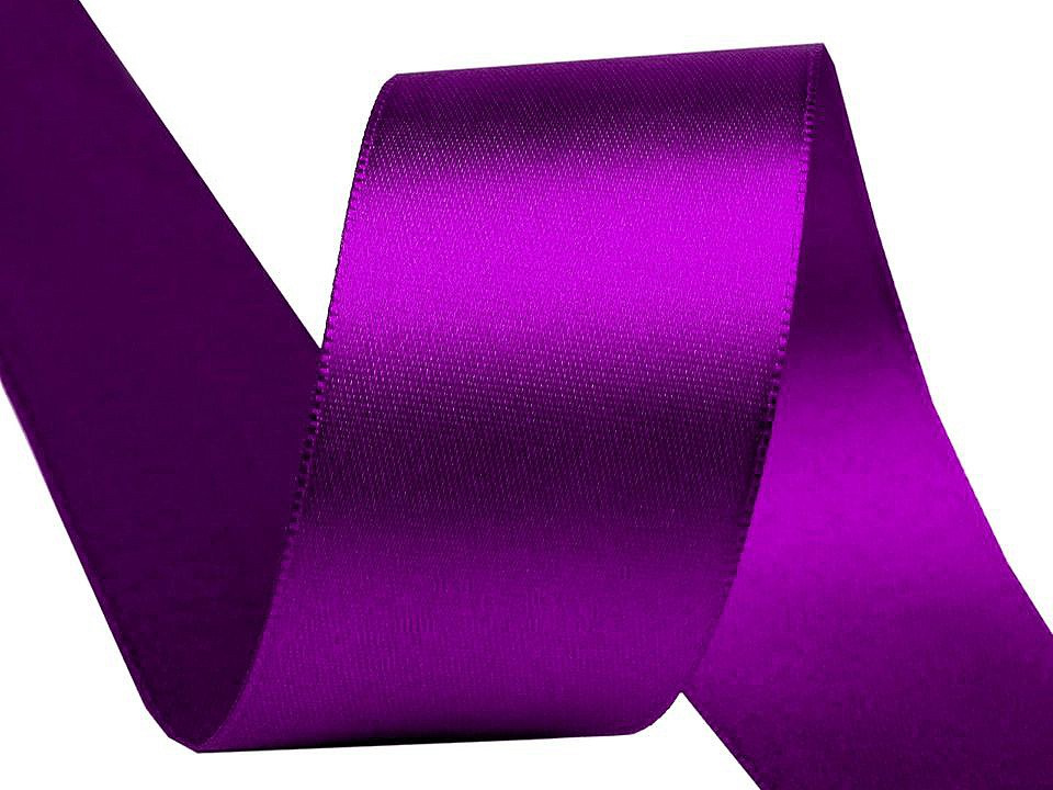 Atlasová stuha oboulící šíře 40 mm, barva 080519 fialová gerbera