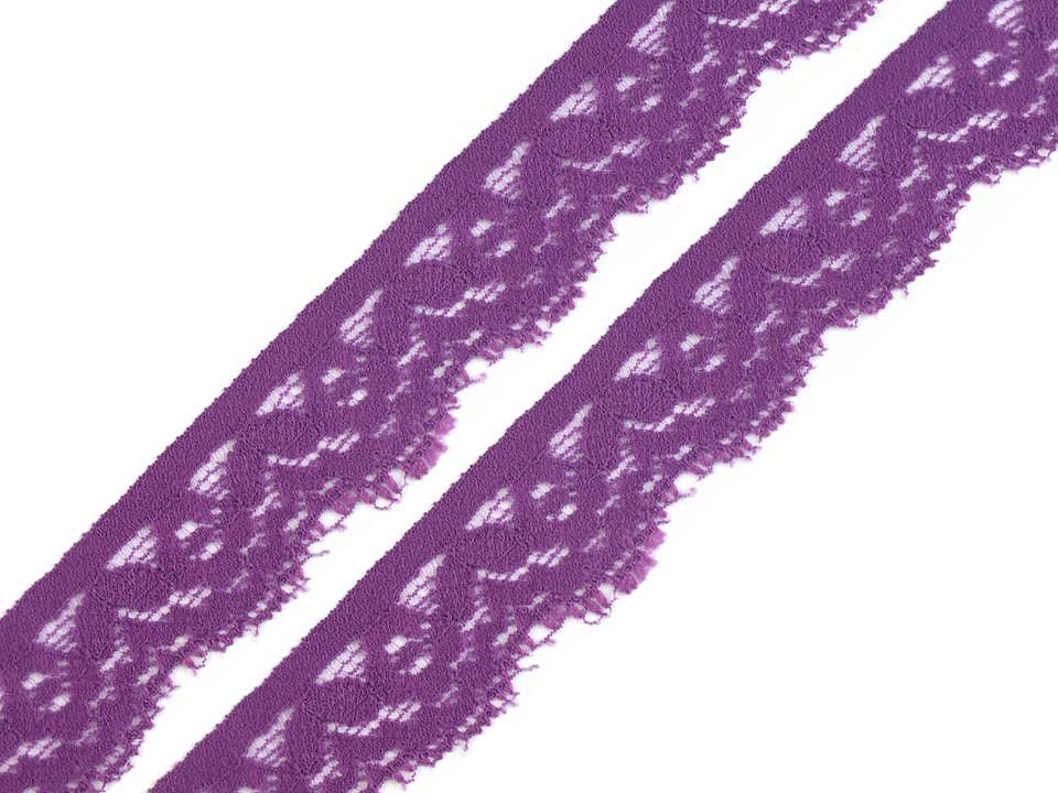 Elastická krajka šíře 20 mm, barva 4 fialová gerbera