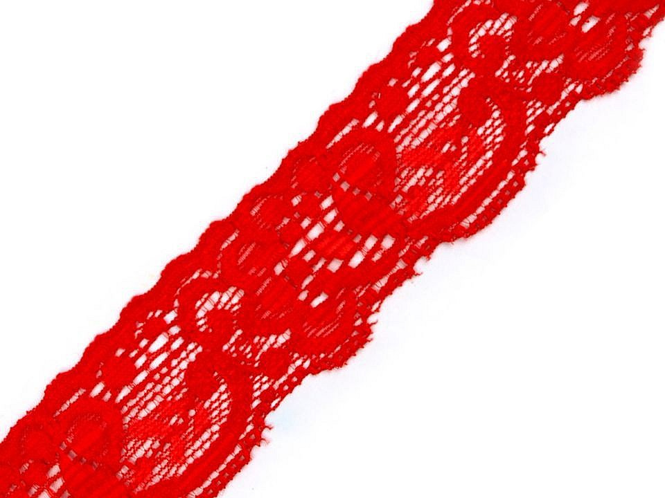 Elastická krajka šíře 35 mm, barva 4 červená
