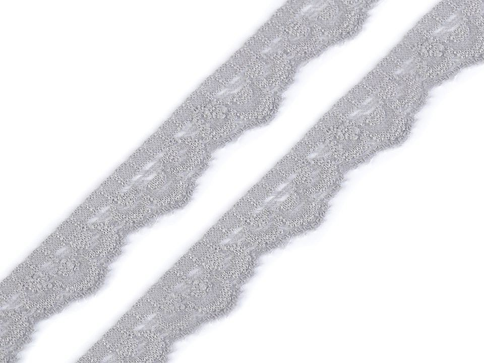 Elastická krajka šíře 16 mm, barva 8 šedá