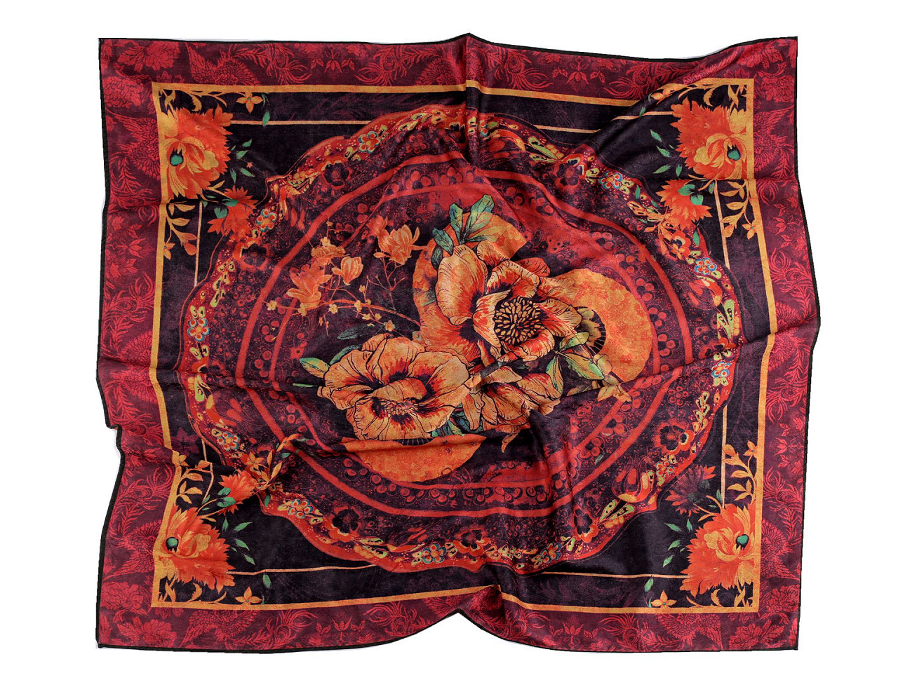 Saténový šátek 70x70 cm, barva 6 červená střední