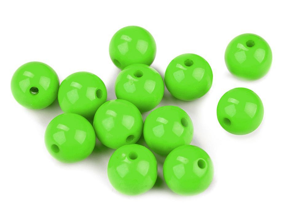 Plastové korálky Color Ø12 mm, barva 7 (S029) zelená sv.