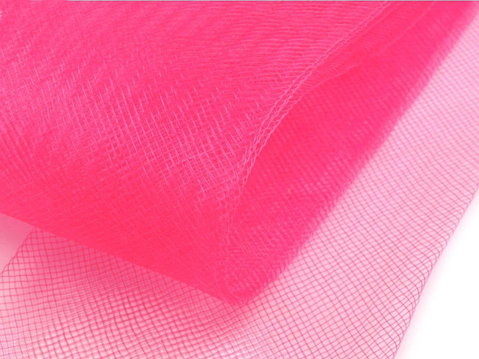 Modistická krinolína na výrobu dekorací, fascinátorů a vyztužení šatů šíře 8 cm, barva 3 (CC09) růžová ostrá