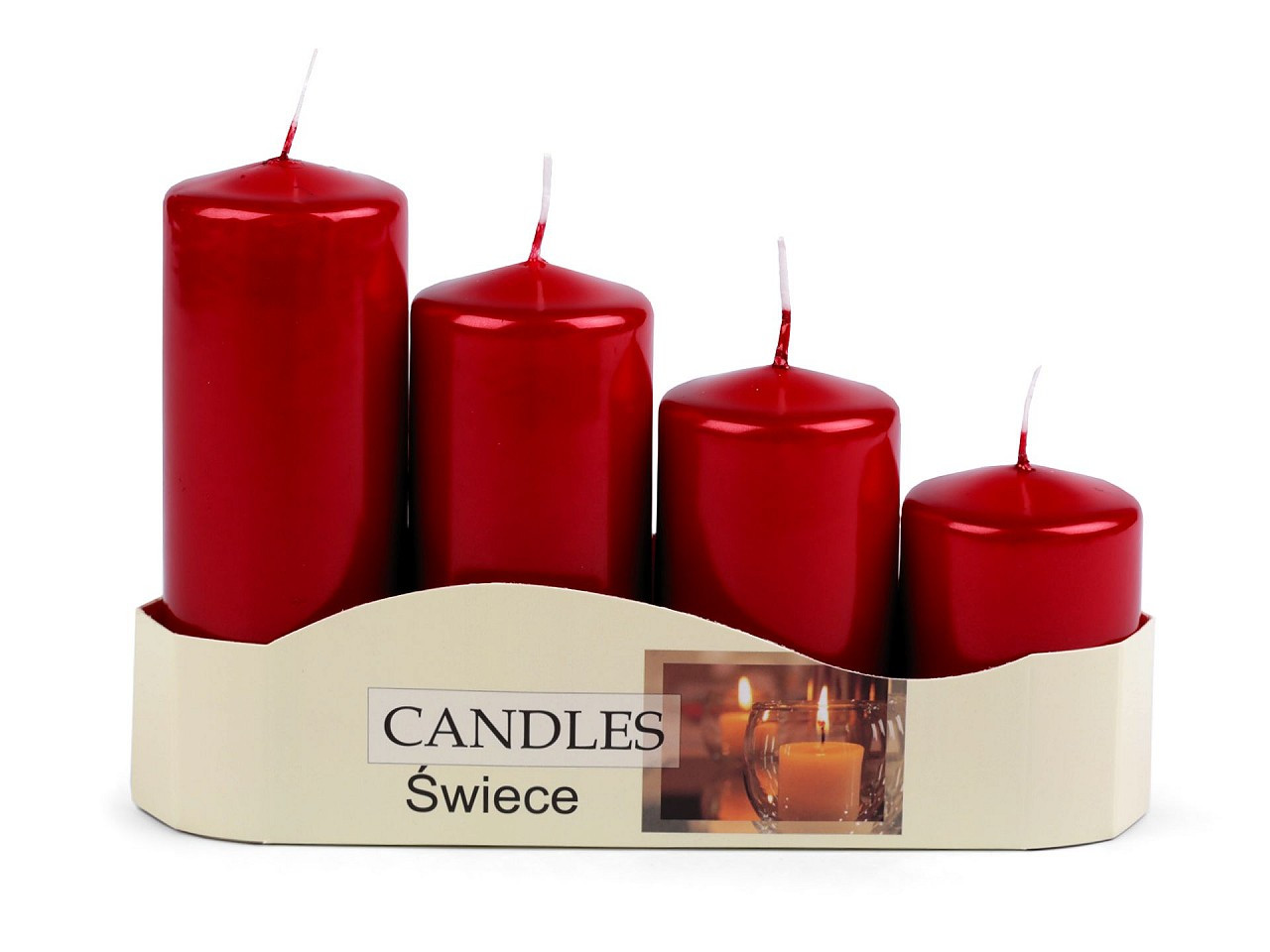 Adventní svíčky sestupné, barva 8 červená perleť