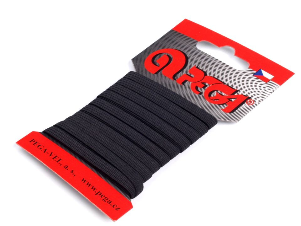 Prádlová pruženka na kartě šíře 5 mm, 7 mm, barva 4 (7 mm) černá