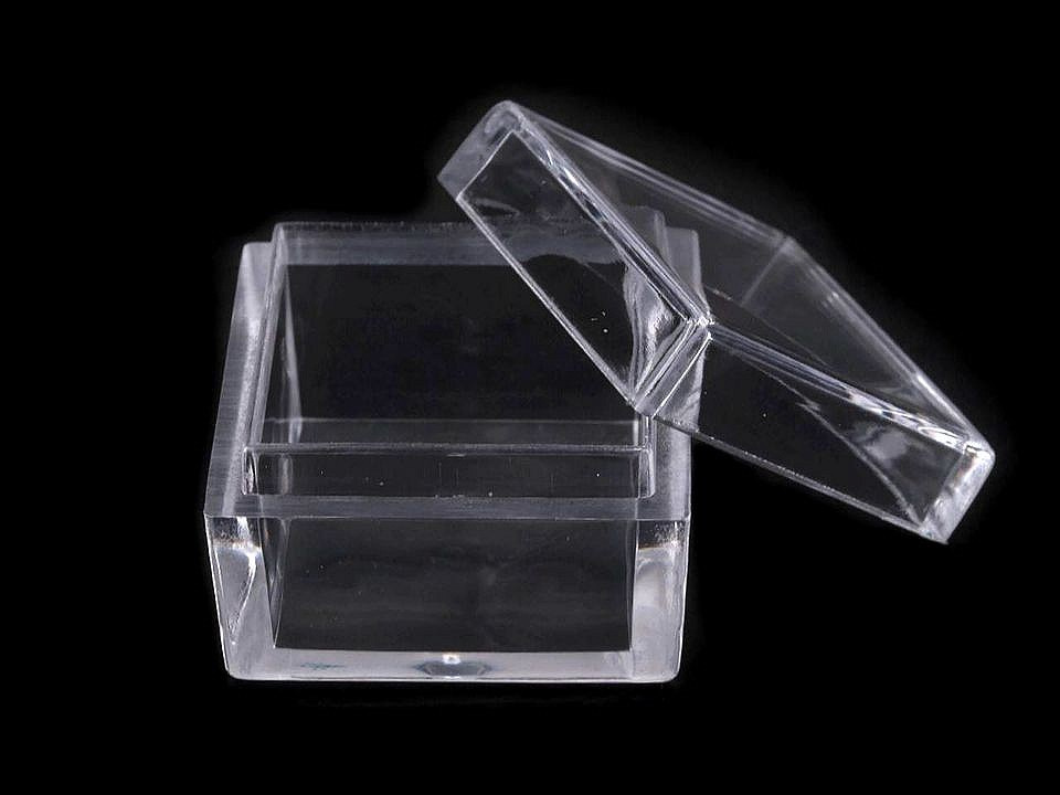 Plastová dóza mini 2,5x2,5x1,5 cm čtverec, barva transparent