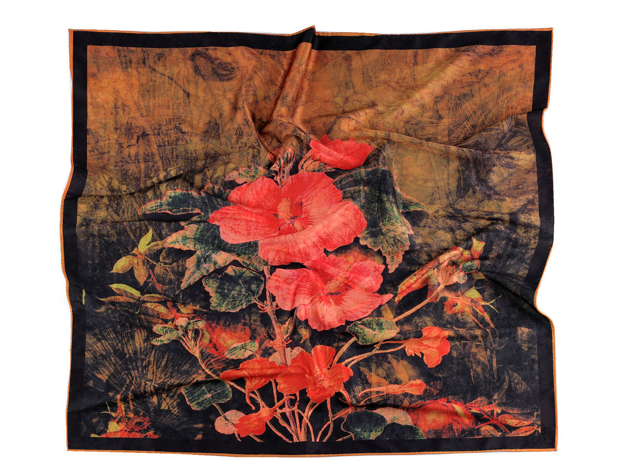 Saténový šátek 70x70 cm, barva 7 korálová