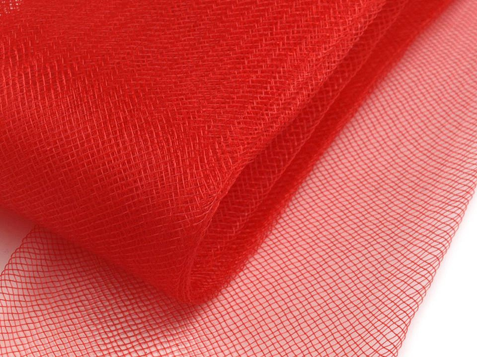 Modistická krinolína na výrobu dekorací, fascinátorů a vyztužení šatů šíře 8 cm, barva 4 (CC07) červená