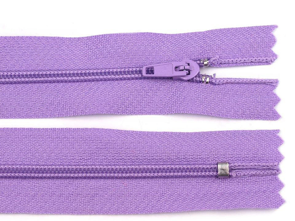 Spirálový zip šíře 3 mm délka 18 cm pinlock, barva 166 levandulová