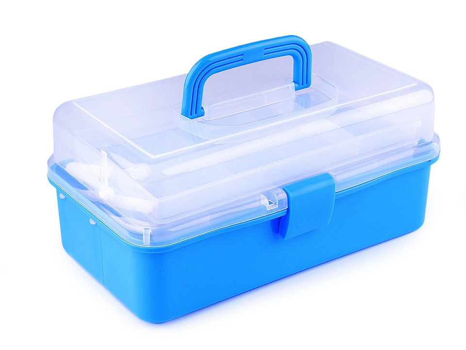 Plastový box / kufřík 20x33x15 cm rozkládací, barva 5 modrá