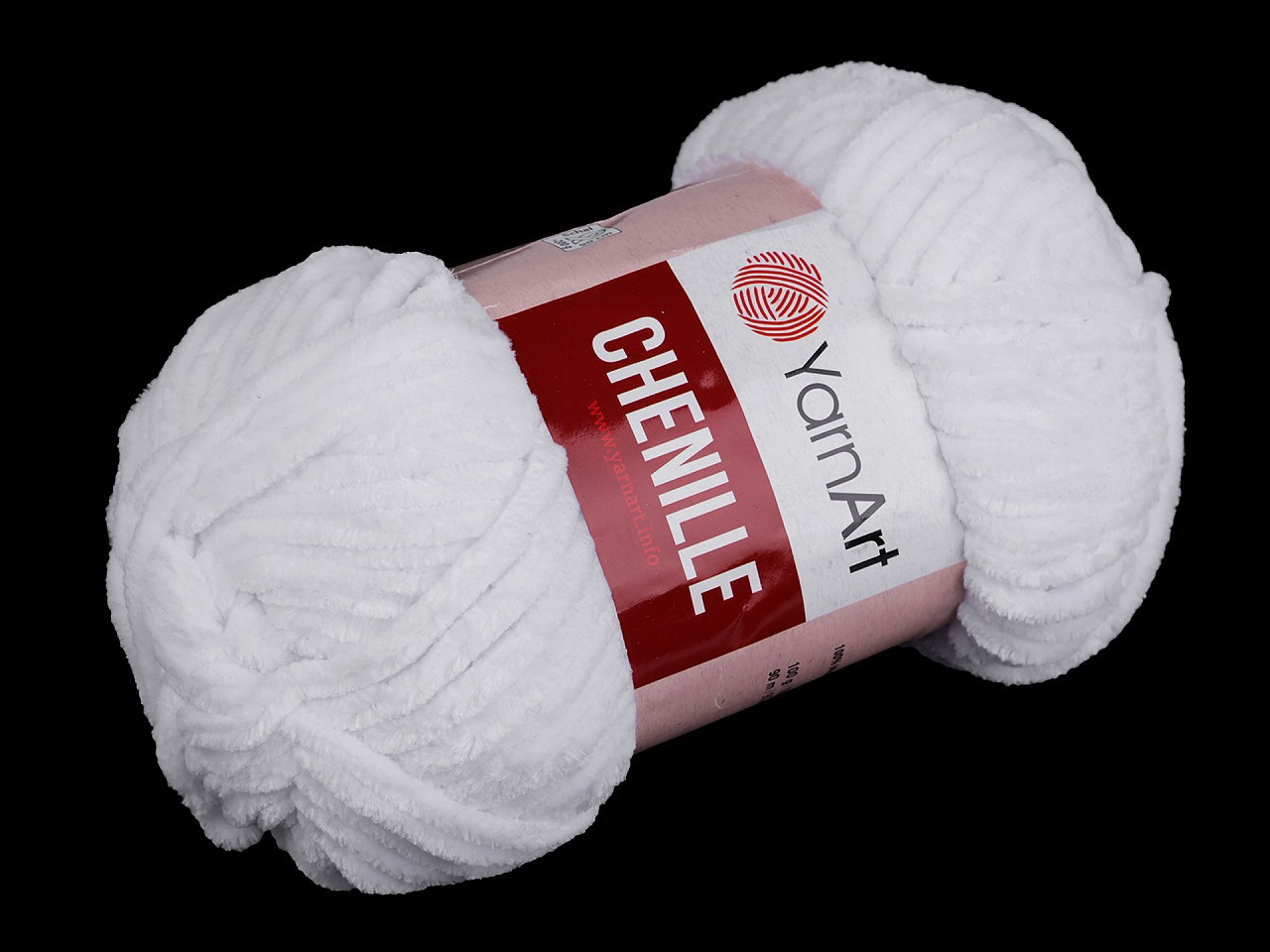 Pletací žinylková příze Chenille 100 g, barva 1 (541) bílá