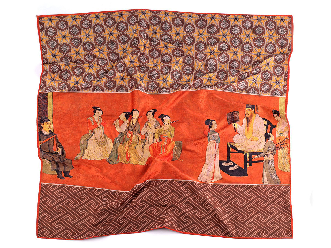 Saténový šátek 70x70 cm, barva 3 terakota