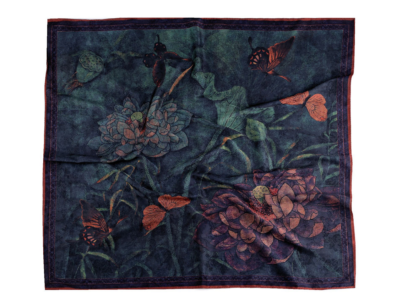 Saténový šátek 70x70 cm, barva 14 zelenomodrá