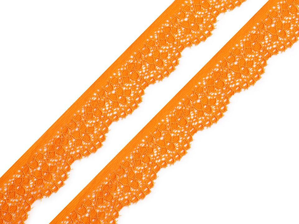 Elastická krajka šíře 25 mm, barva 6 oranžová