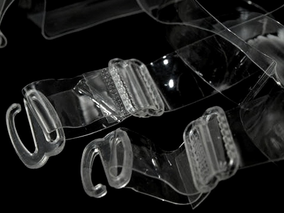 Fotografie Ramínka silikonová šíře 15 mm s plastovým zapínáním, barva 15 mm transparent