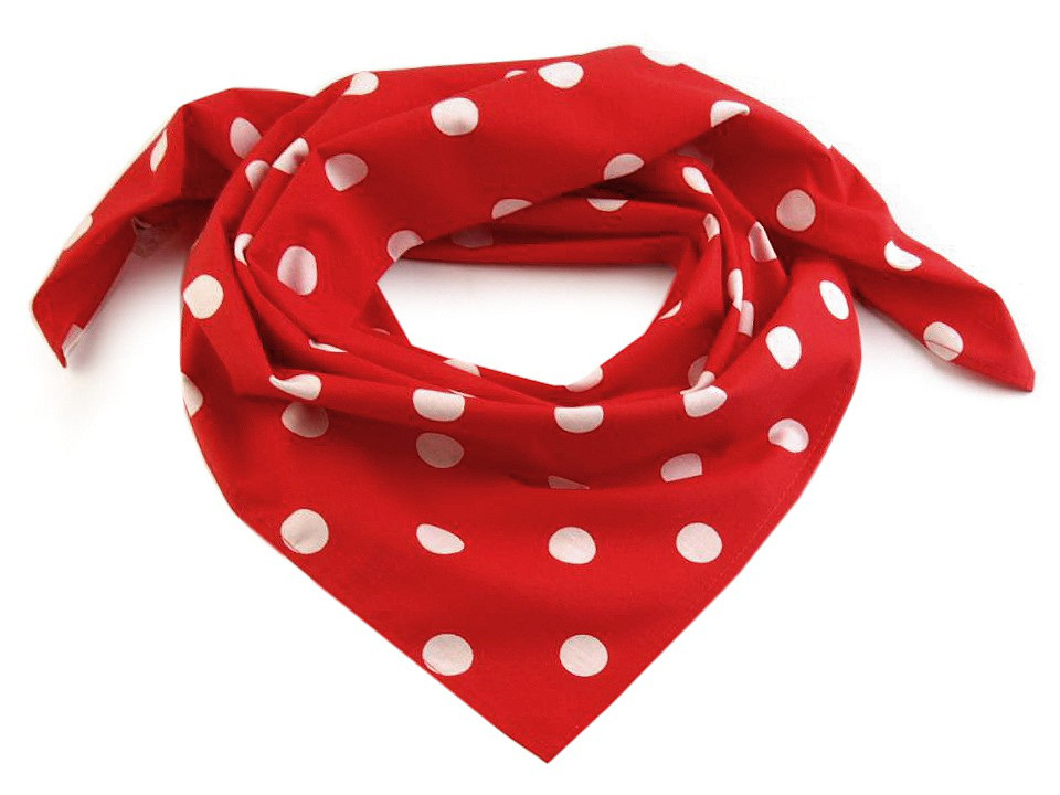Bavlněný šátek s puntíky 65x65 cm, barva 46 červená
