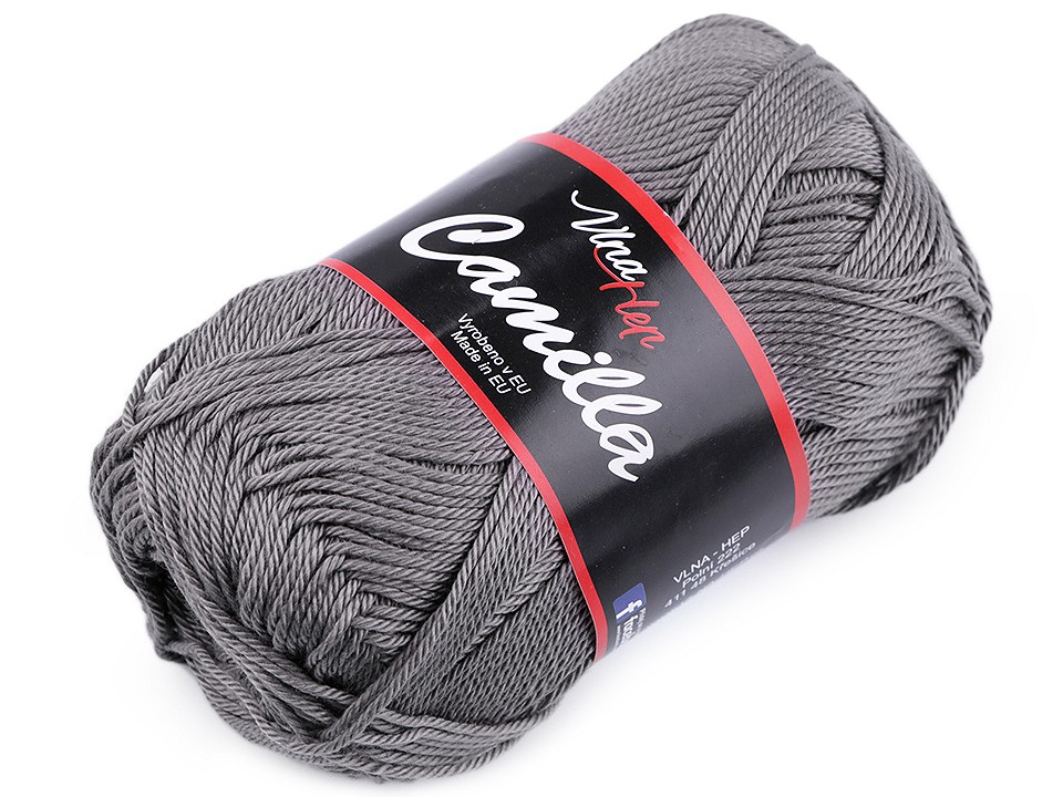 Bavlněná pletací příze Camilla 50 g, barva 21 (8235) šedá tmavá