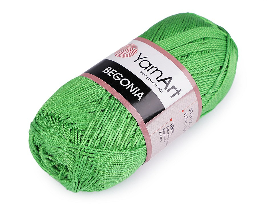 Bavlněná pletací příze Begonia 50 g, barva 14 (6332) zelená pastelová