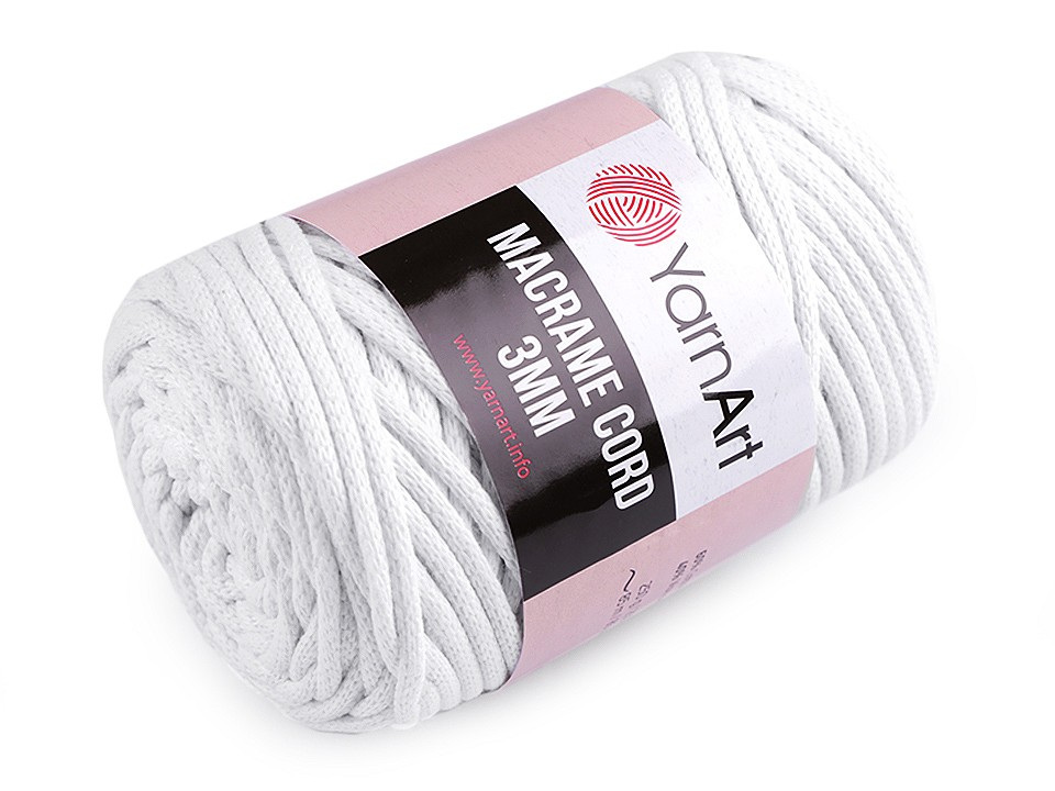 Pletací příze Macrame Cord 250 g, barva 9 (751) bílá